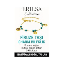 Sertifikalı Firuze Şans Charm Bileklik Doğal Taşla Ruhsal Denge Çok Renkli