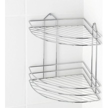 Haus Ek-02 Krom 2 Katlı Banyo Köşe Rafı 2 Katlı Şampuanlık Köşelik Siyah