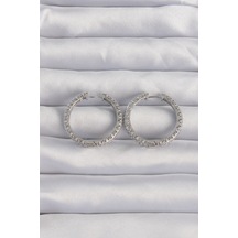 Ezoconcept Pirinç Gümüş Renk Zirkon Taşlı Motifli Halka Küpe Çok Renkli