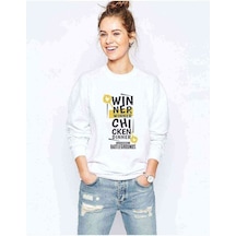 Pubg Winner Winner Baskılı Beyaz Kadın Sweatshirt