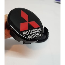 Mitsubishi Uyumlu 4'Lü Set Jant Göbeği Siyah Kırmızı Plasto Damla 55/52 Mm
