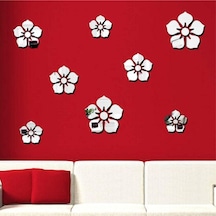 Çiçek006 Model Modern Tasarım Mdf Üzeri Akrilik Duvar Dekorasyon Ürünleri Gümüş Renk 8ad X 10cm