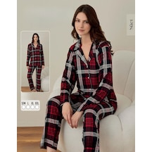 Boyraz Kadın Süet Boydan Düğmeli Pijama Takımı 02007 - 1 Adet 001