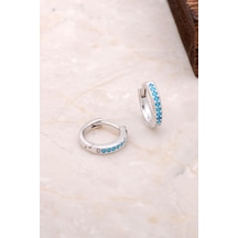 Turkuaz Mini Boy 12 Mm Gümüş Halka Küpe 4971