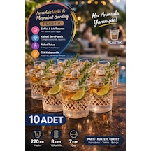 10 Lu Yuvarlak Desenli Plastik Viski Bardağı I Sert Şeffaf Kokteyl Meşrubat Bardak Parti 220 Cc