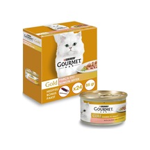 Gold Parça Etli Soslu Somonlu Tavuklu Kedi Konservesi 85 Gr X 24 Adet