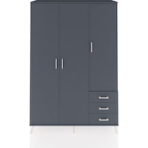 Hyperion Dolap 6 Raflı 3 Çekmeceli Tek Askılı 132x44x195 Antrasit-antrasit/antrasit Antrasıt/antrasıt