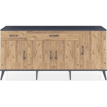 Arges Konsol 5 Raflı 2 Çekmeceli 4 Kapaklı 176x30x83 Antrasit-çam/çam Çam/çam