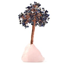 Sahi Aksesuar Pembe Kuvars - Lapis Lazuli Doğal Taş Tel Sarmalı Tasarım Ağaç