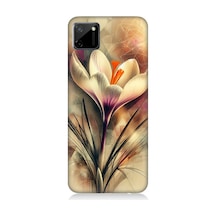 Realme C11 Uyumlu Soyut Çiçek Fırça Darbesi Desenli Silikon Kılıf Çok Renkli