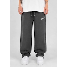 Zaee Signature Nakışlı Ayarlanabilir Paça Baggy Eşofman Altı Füme