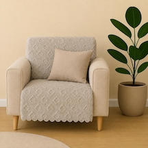 Sycamore Home Tekli Koltuk Örtüsü 110x175 Cm 3 Lü Koltuk Oturma Yeri Örtüsü Şönil Jakarlı Kaymaz Yıkanabilir Koltuk Örtüsü Taş
