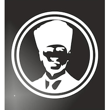 Atatürk Mustafa Kemal Siüet Araba Oto Beyaz Renk 18cm