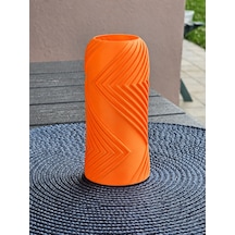 Bezos 3d Baskı Vector Vazo - Geometrik Çizgili Dekoratif Vazo-turuncu Mmbz