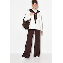 Shade Kadın Şal Detaylı Uzun Kollu Basic T-shirt Beli Lastikli Bol Pantolon Alt-üst Modal Takım 4126 60286249 - Acı Kahve Çok Renkli