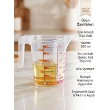 Çok Amaçlı Dereceli Ölçü Kabı 500 Ml - Un, Şeker Sıvı Ve Katı Ölçekli Hazne Ergonomik Maşrapa Diğer
