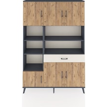 Arges Dolap 10 Raflı Tek Çekmeceli 6 Kapaklı 132x30x195 Antra... Antrasit