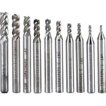 HSS  Düz Shank 4 Flüt End Mill Kesici CNC Uç 10 lu Set 2mm-10mm