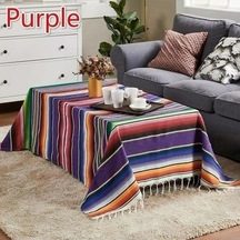 Mor Yeni 8 Renk Meksika Şerit Açık Pamuk Battaniye Gökkuşağı Plaj Battaniyesi Yatak Püskül Yatak Seyahat Piknik Halısı Kanepe Kılıfı 35 X 215cm Mor