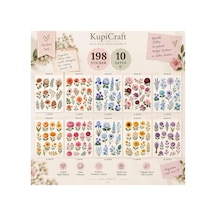 10 Sayfa Çiçek Temalı Sticker Seti Vintage Çiçek Ajanda Scrapbook Journal 0