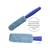 Jant Ve Egzoz Temizlik Süngeri Mopu Mikrofiber Metalsiz İçi Sünger Yumuşak Mavi 1 Adet