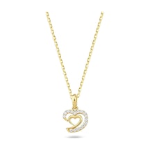 Goldkupe 14 Ayar Altın Taşlı Kalp Kolye 1.67 Gr-5495