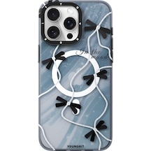 İphone Uyumlu 15 Pro Kılıf Magsafe Şarj Özellikli Airbagli Çift Katmanlı Youngkit Star&butterfly Serisi Gri