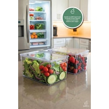 2'li Xxl Kapaklı Şeffaf Büyük Buzdolabı Düzenleyici Saklama Kabı 32.5x20x14.5 Cm Gıda Organizer