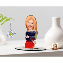 Kişiye Özel Kadın Karikatürlü 3D Ahşap Biblo Ve Isimli Silver Pap (473567137)