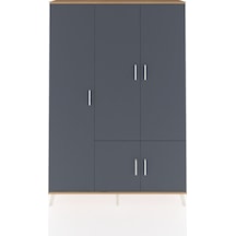 Arges Dolap 7 Raflı 5 Kapaklı Tek Askılı 132x30x195 Çam-antra... Çam