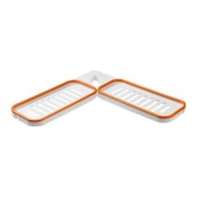 Turuncu Duvara Montaj Köşe Raf Yumruk 180 Derece Dönebilen Içi Boş Drenaj Banyo Organizatör Turuncu