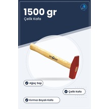 Ağaç Saplı Çekiç 1500 Gr Kırmızı Boyalı Çelik Kafa Hırdavat Tamir