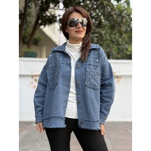 İtalyan Pullu Gabardin Ceket İndigo Mavi 50 Bedene Kadar