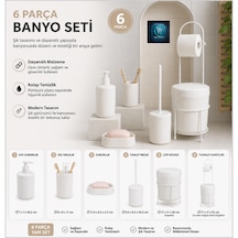 Premium Lüks 6 Lı Banyo Aksesuar Seti Modern Tasarım Beyaz