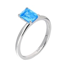Sirius Oktagon Kesim Mavi Topaz Tektaş Yüzük 0831R0021