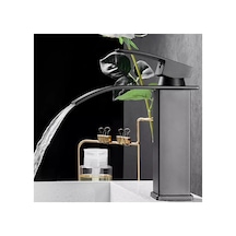 Rena Design Siyah Lavabo Bataryası Oval Çıkış Havza Model Yüksek Kalite Lavabo Musluğu Çiftgirişli Armatür