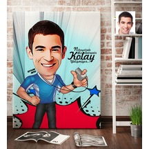 Kişiye Özel Bay Antrenör Karikatür Kanvas Tablo (70 X 100 Cm.) 1