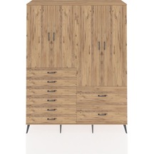 Hyperion Gardrop 7 Raflı 8 Çekmeceli 4 Kapaklı 176x44x221 Çam-çam Beyaz