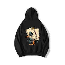 Brz Collection Unisex Oversize Poker Cards Hoodie Siyah
