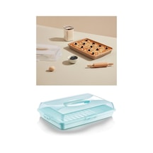 Flosoft Dikdörtgen Kek Pasta Börek Saklama Kabı, Kilitli Borcam Taşıma Kabı Büyük Boy 45cm 001