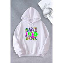 Nevermind Unisex Kadın Erkek Still Desenli Baskılı Oversize Sweatshirt Beyaz