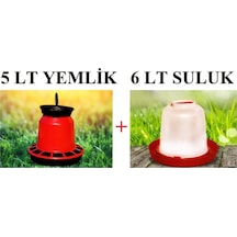 Yemlik + Suluk 2' Li Set 5 Lt Yemlik + 6 Lt Suluk Tavuk Yemliği Tavuk Suluğu Kuş Ve Kanatlı Hayvan