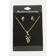 Yusufçuk - 233 - Zirkon Taşlı - Novapazr - Set Kolye-siyah Çok renkli