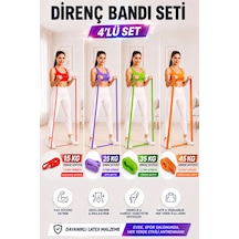 Spor Byfit 15 Kg Hafif, 25 Kg Orta, 35 Kg Yüksek Ve 45 Kg Profesyonel Dirençli Power Güç Bandı Lastiği Seti Kırmızı + Lila + Yeşil + Turuncu