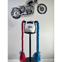 Motor & Motosiklet Harley Quinn Kırmızı Petrol Mavi Çift Örgü Saç Kask Dış Aksesuarı Diğer