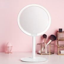 TechTic Dokunmatik LED Işıklı USB Li Yuvarlak Makyaj Aynası Beyaz