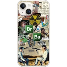 Apple Uyumlu iPhone 14 Plus- 15 Plus Breaking Bad Kolaj Baskılı Silikon Kılıf Renkli