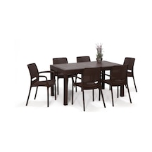 Rattan Lüx Dikdörtgen Kahve Masa Takımı Bahçe&balkon Kahverengi