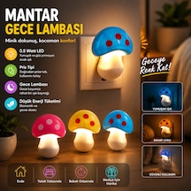 Mantar Gece Lambası Çocuk Ve Bebek Odası İçin Dekoratif Priz Gece Lambası Çok Renkli