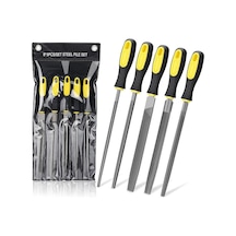 Aee 5 Parça Çelik Premium Eğe Seti 8'' 33 Cm Büyük Boy Çelik Eğe Takımı Balık Sırtı, Üçgen, Kare, Yuvarlak Ve Düz Geniş Ergonomik Saplı Dayanıklı Metal Ahşap Zımpara Çantalı Eğe Seti